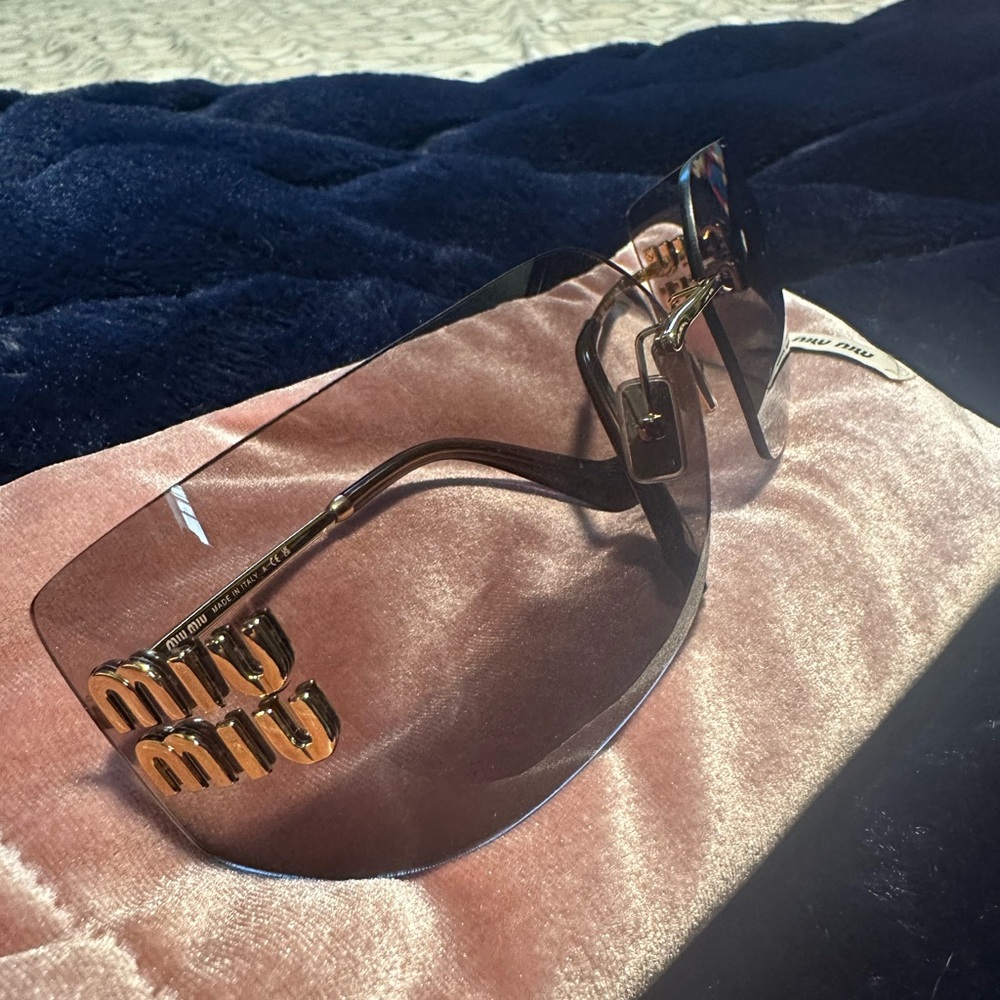 Miu Miu Gold and Brown Women's Sunglasses